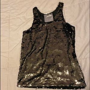 Upson Downes Silver Sequin T- Top, Large